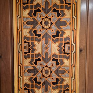 Geometric Pattern Wall Hanging in Orange and Brown
